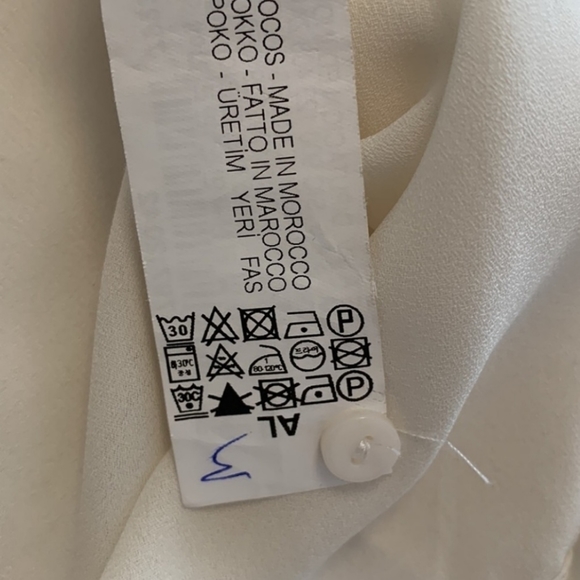 ZARA chiffon long sleeve top blouse beaded arm detail flare sleeves ivory large - Picture 4 of 13